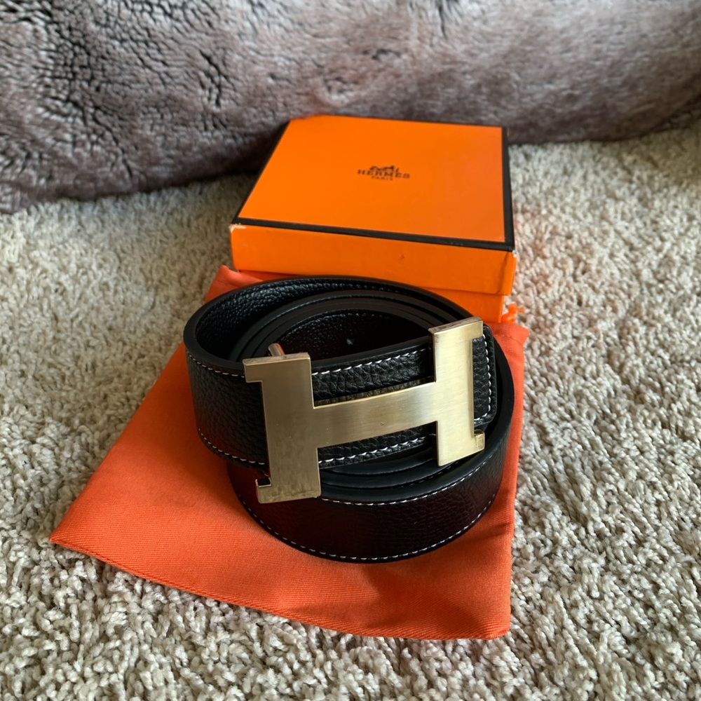 Constance Hermes H Belt Reversible Noir/Noir